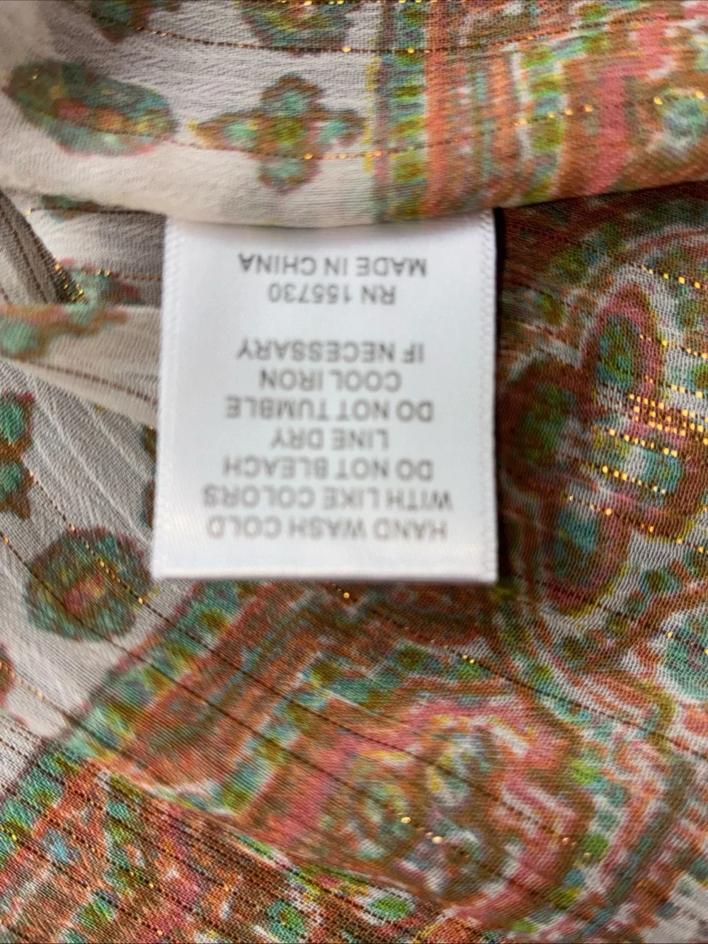 Rose & Olive Paisley V-Neck Blouse in Cream, Olive & Terracotta - Picture 9 of 9